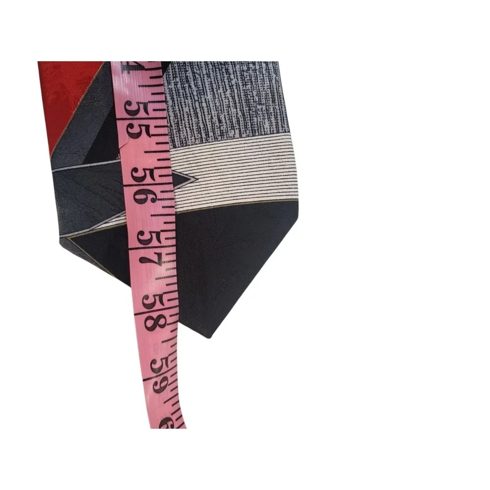 Zionetti Mens Tie Necktie Designer‎ Luxury Black Gray Red Geometric Italian Silk